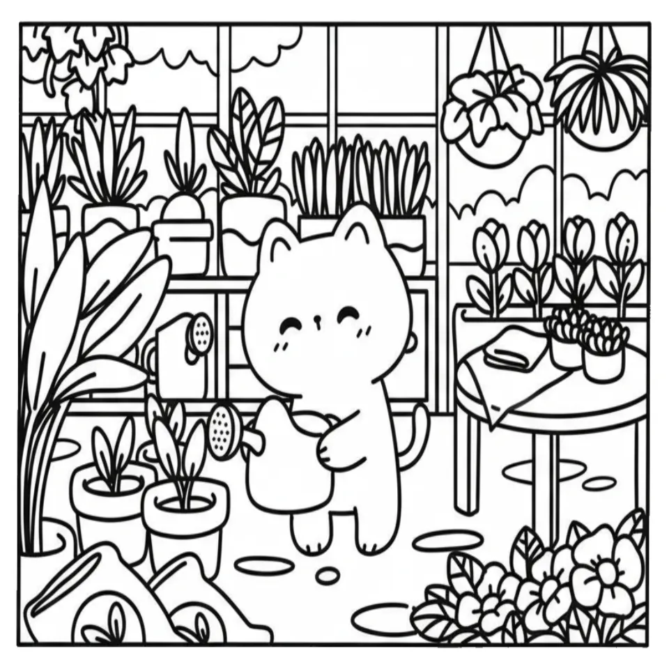 Kawaii Cozy para colorear y recortar