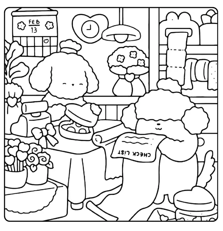 Kawaii Cozy para colorear para primaria