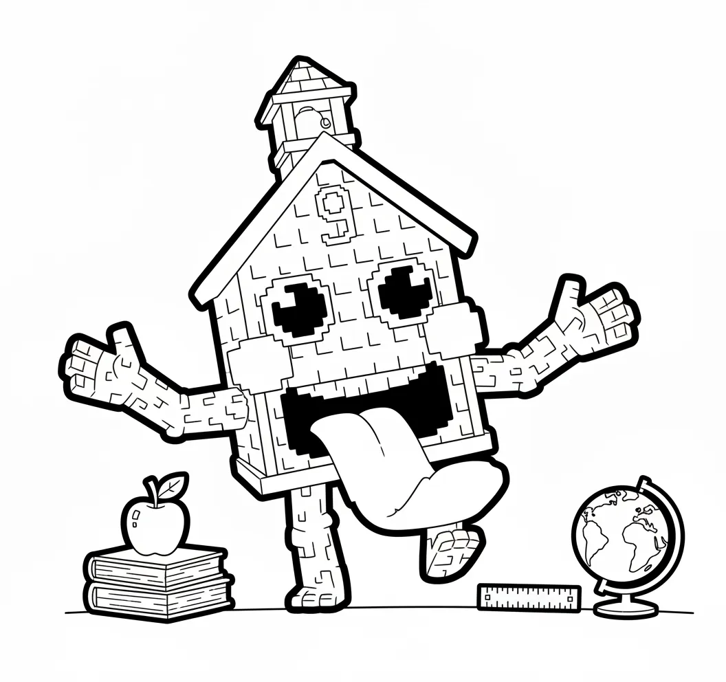 La Esok Sikola para colorear para niño para imprimir gratis