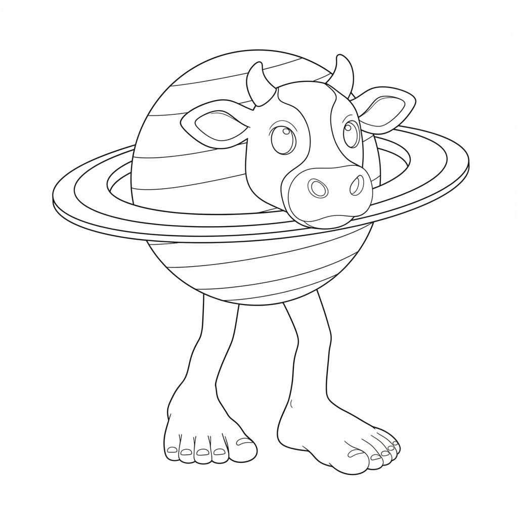 La Vaca Saturno Saturnita para colorear para niños