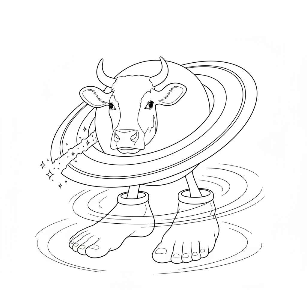 La Vaca Saturno Saturnita para colorear para niños para imprimir