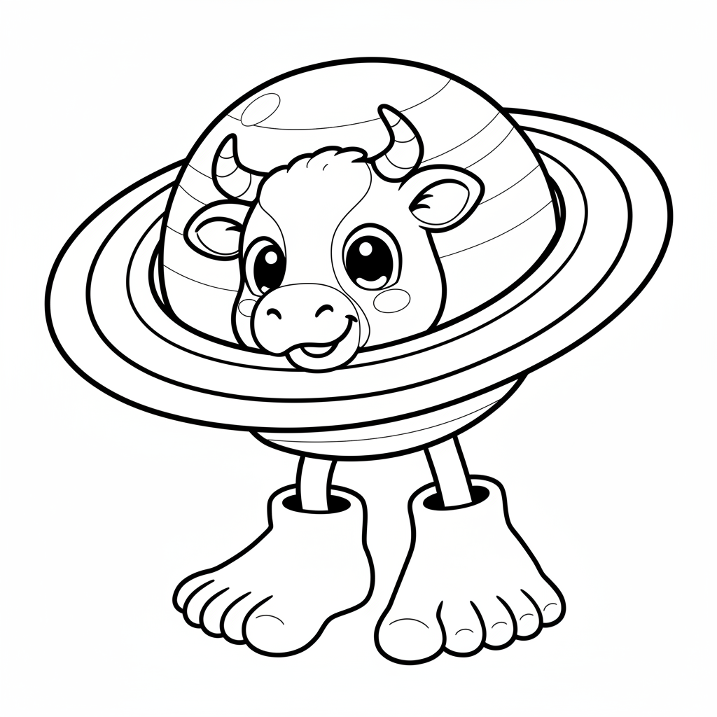 La Vaca Saturno Saturnita para colorear gratis para niños