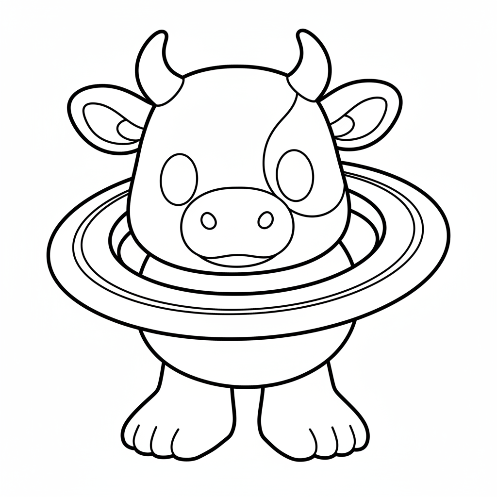 La Vaca Saturno Saturnita para colorear para imprimir para niño de 4 años