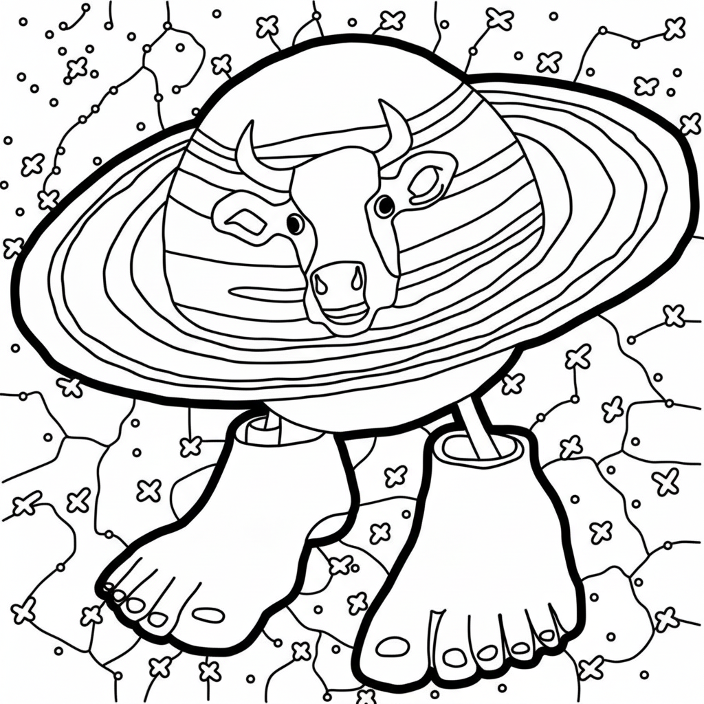 La Vaca Saturno Saturnita para colorear para imprimir para niño de 10 años
