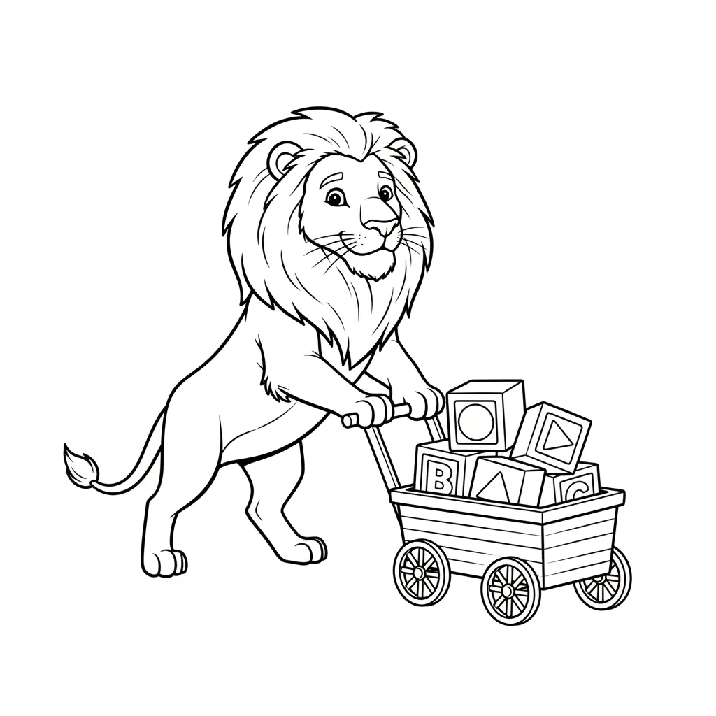 León para colorear educativo para niño 1