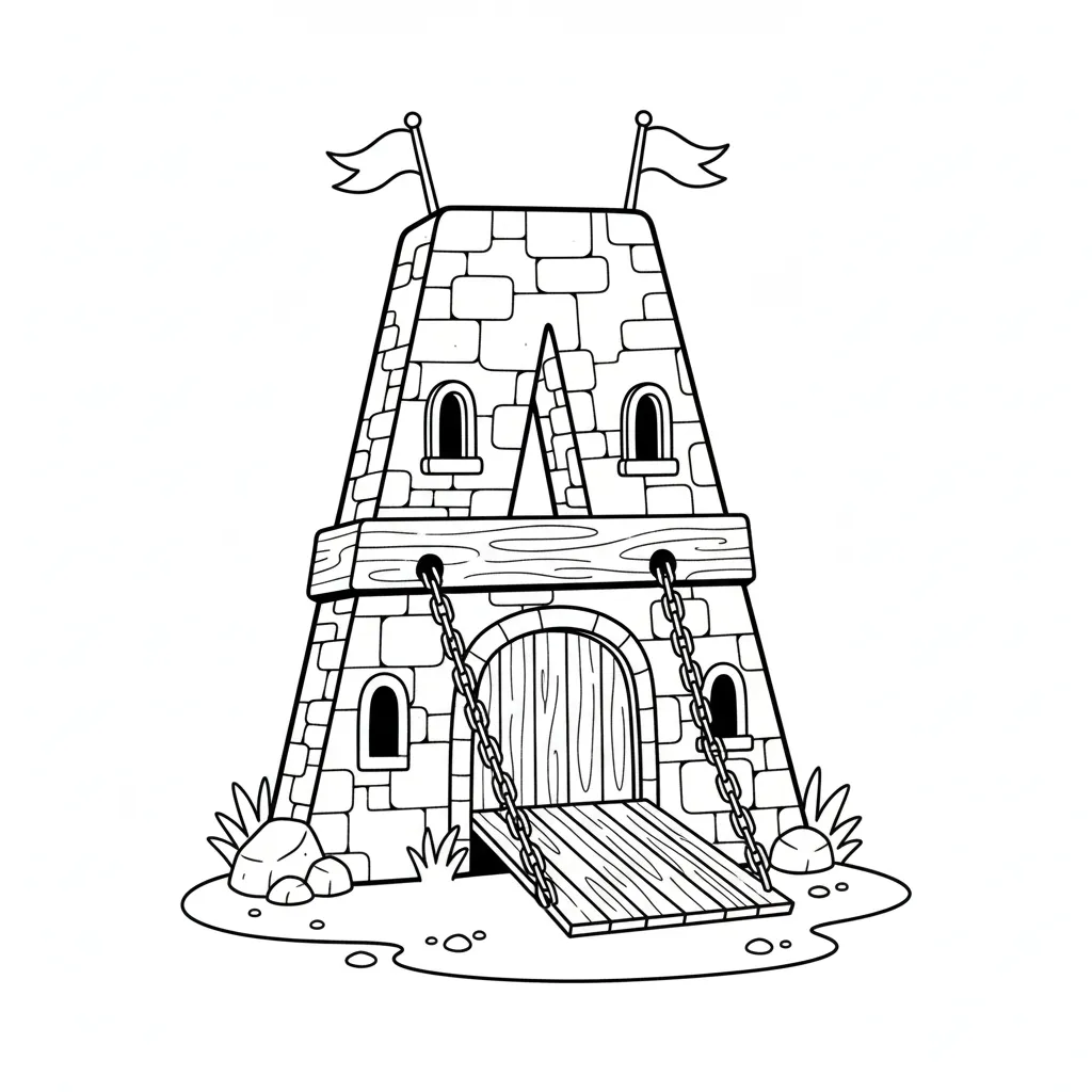 Letra A 10 para colorear para imprimir kawaii