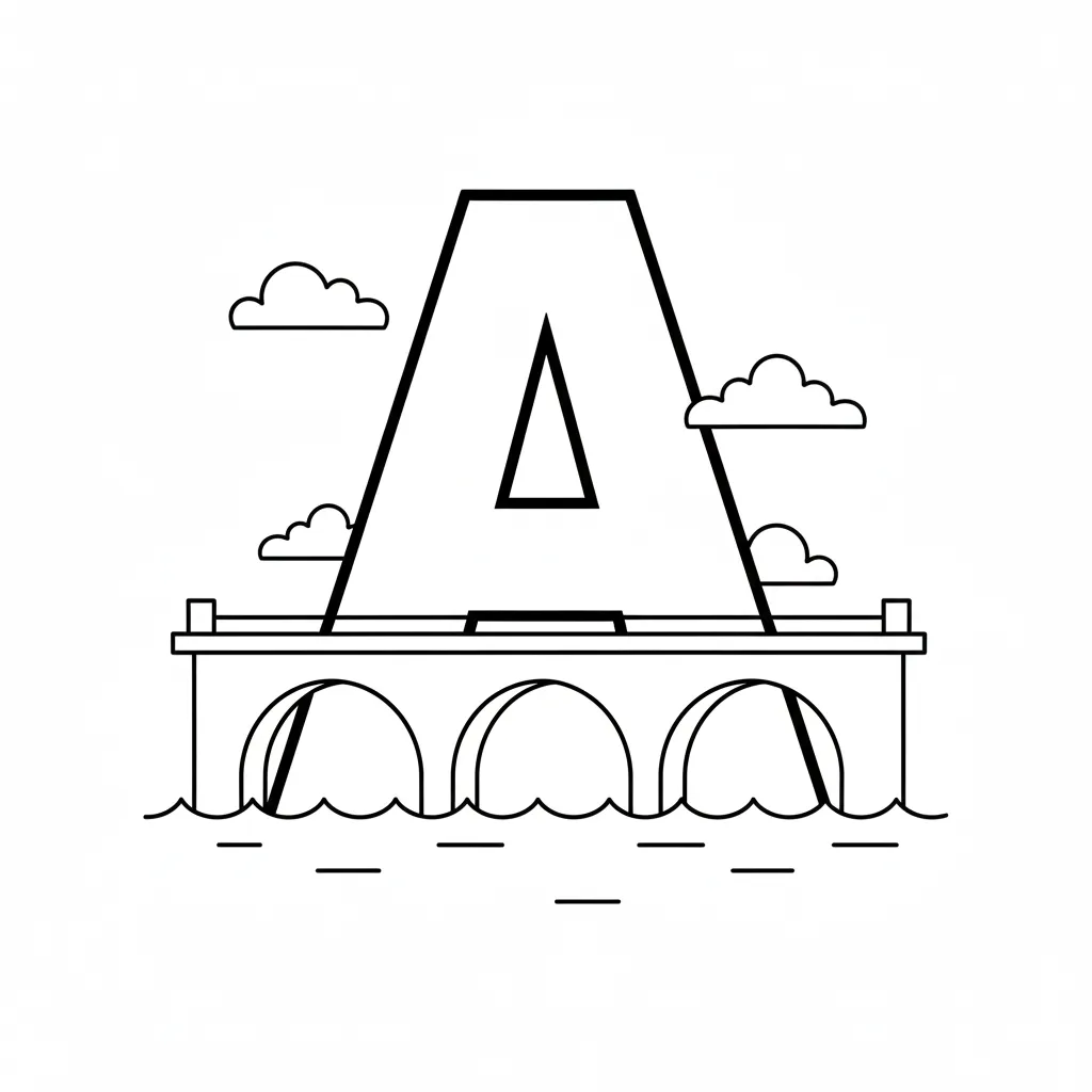 Letra A 12 para colorear para niño de 3 años