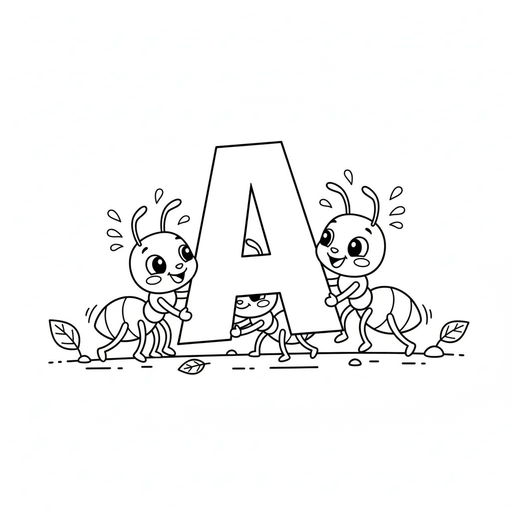 Letra A 4 para colorear educativo para niño