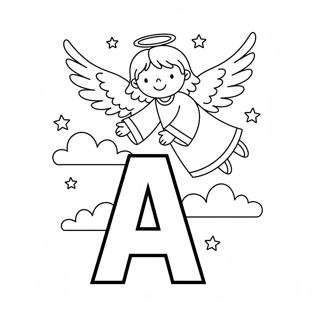 Letra A 8 para colorear y dibujo para imprimir