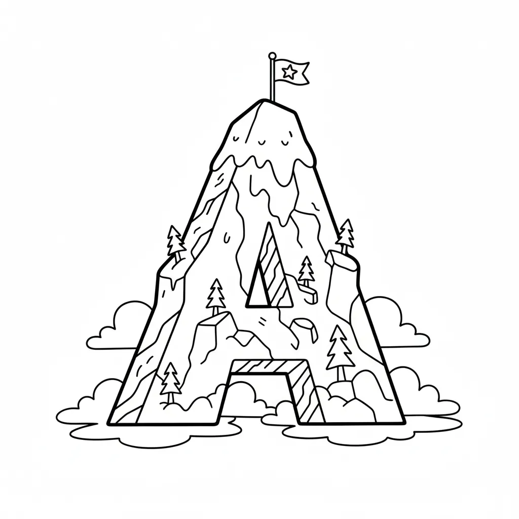 Letra A 9 para colorear para imprimir