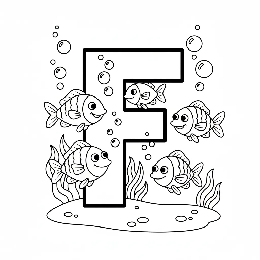 Letras 5 para colorear para niño para imprimir