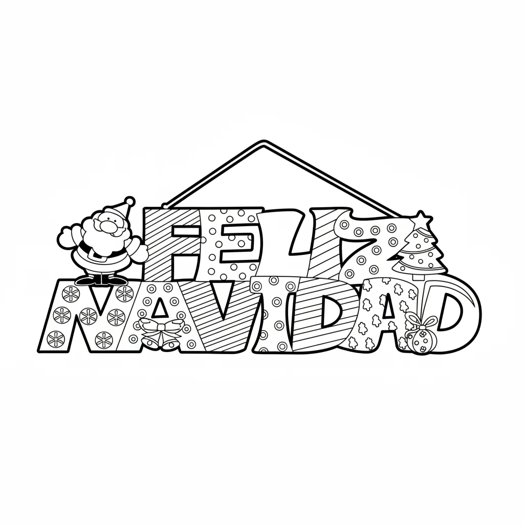 Letras De Navidad 11 para colorear para imprimir para niño de 8 años