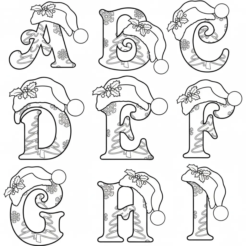Letras De Navidad 13 para colorear para niño para imprimir