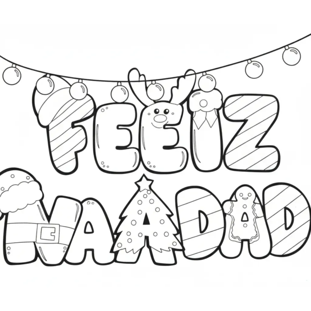 Letras De Navidad 14 de niño para colorear para imprimir