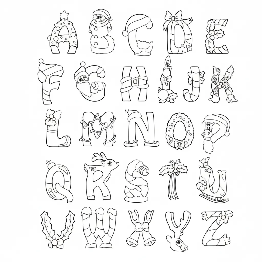 Letras De Navidad 18 para colorear para imprimir pdf gratis