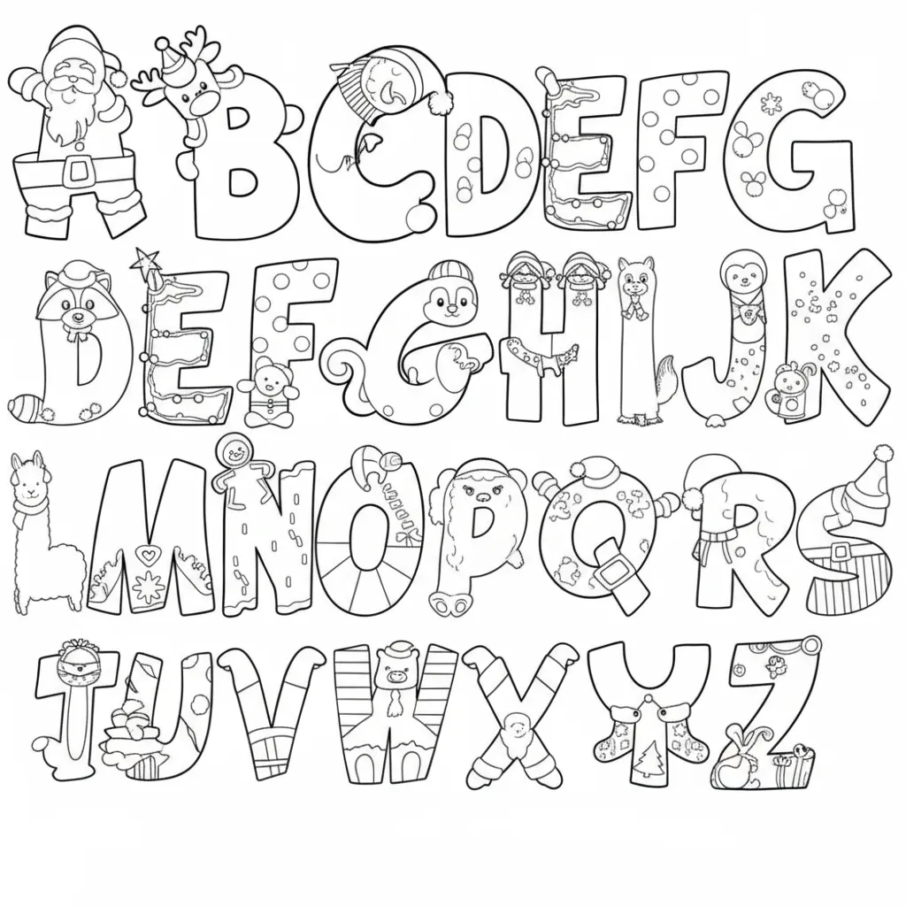 Letras De Navidad 24 para colorear para niño gratis