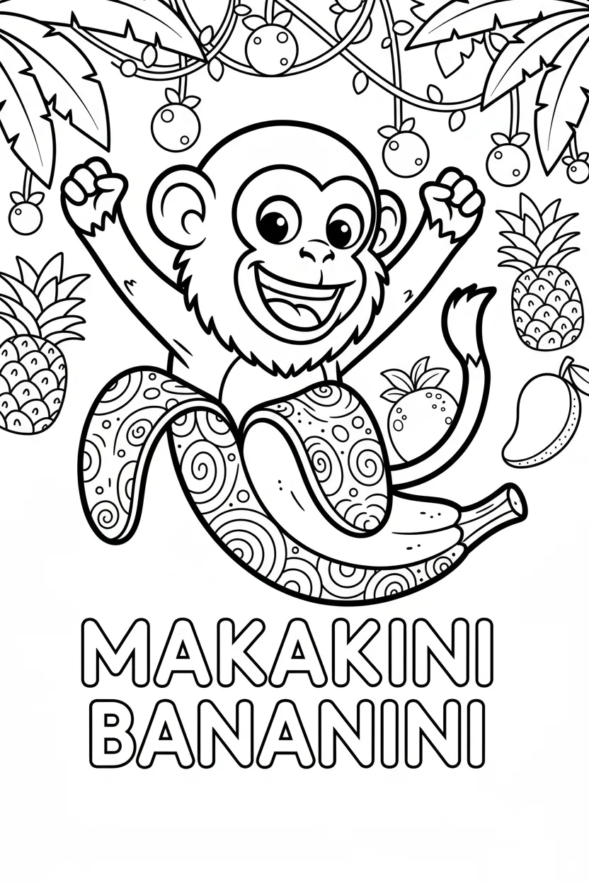 Makakini Bananini para colorear para imprimir para niño de 9 años