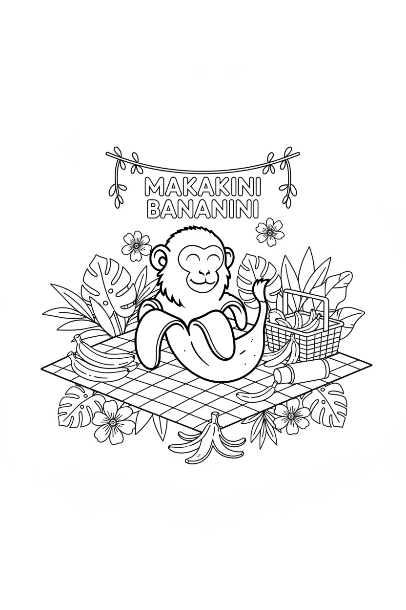 Makakini Bananini para colorear para imprimir para niño de 12 años
