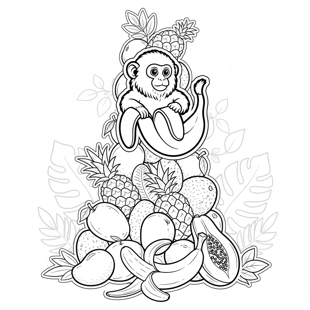 Makakini Bananini para colorear y recortar