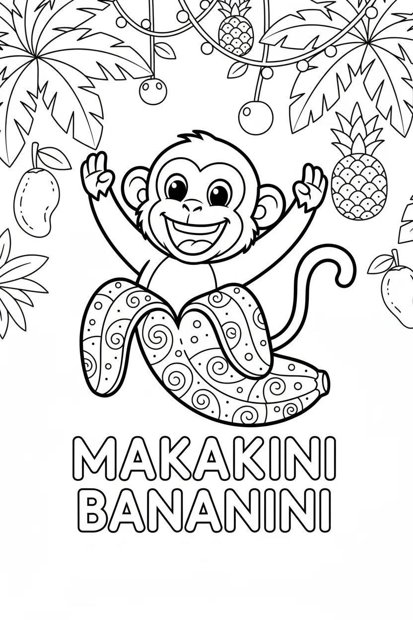 Makakini Bananini para colorear para niños para descargar