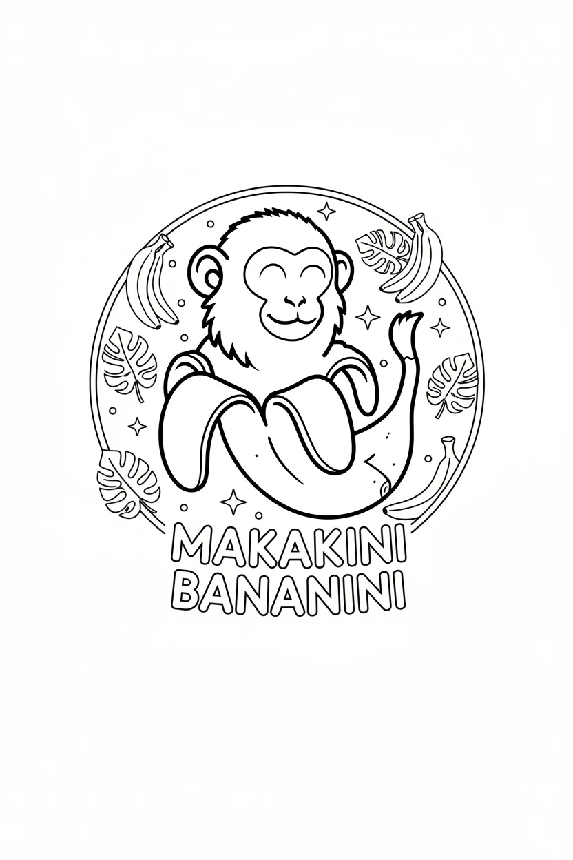 Makakini Bananini para colorear para niño para imprimir