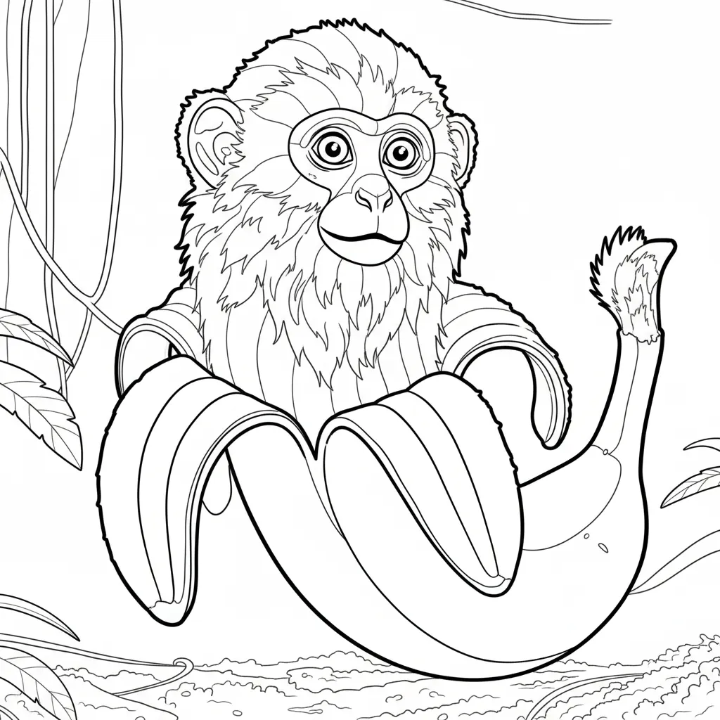 Makakini Bananini para colorear y dibujo para imprimir