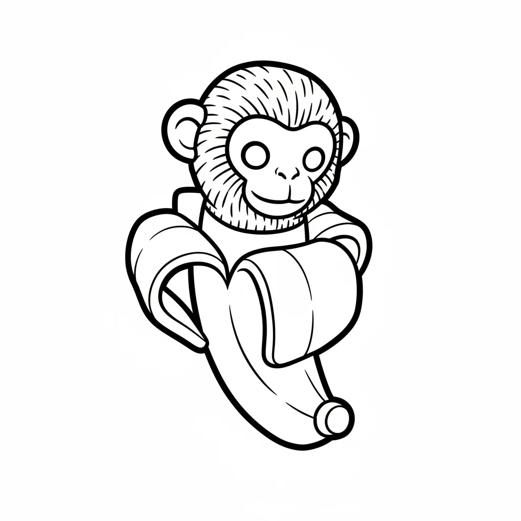 Makakini Bananini de niño para colorear para imprimir