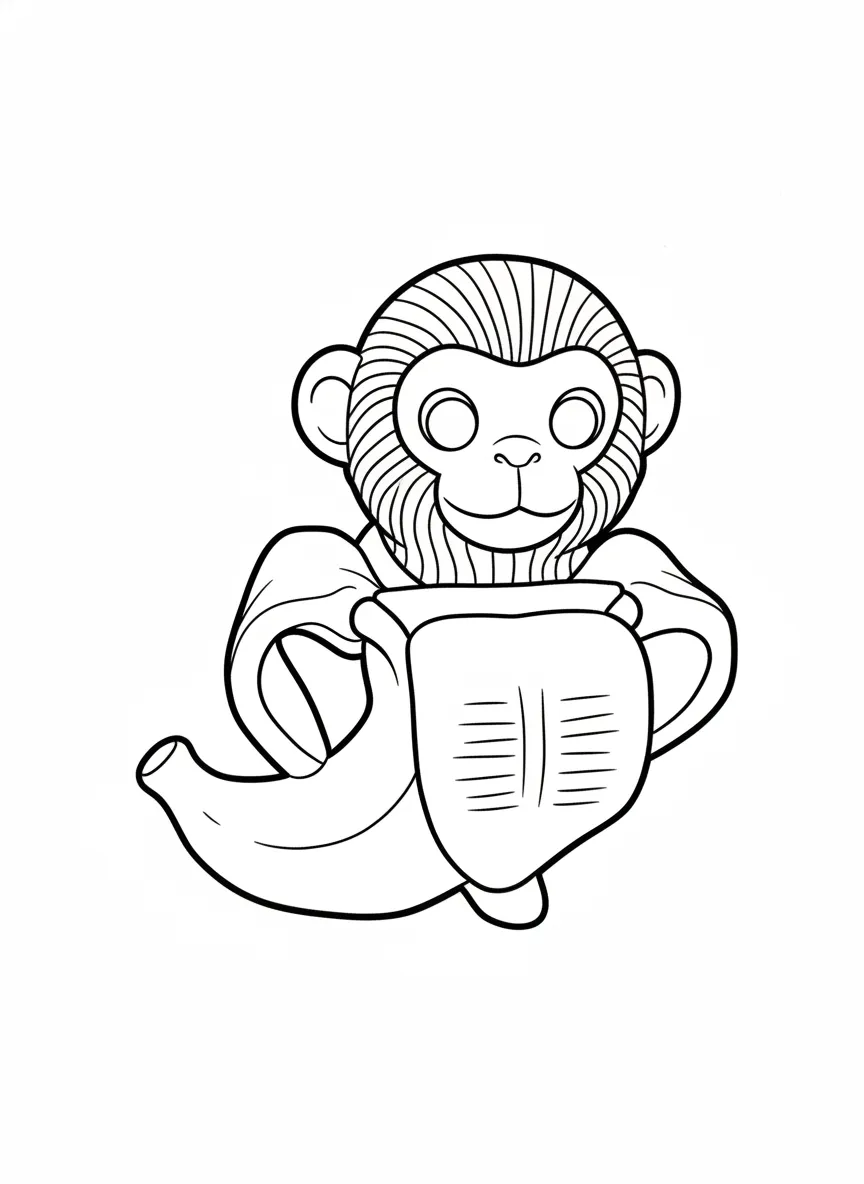 Makakini Bananini para colorear para niño de 4 años