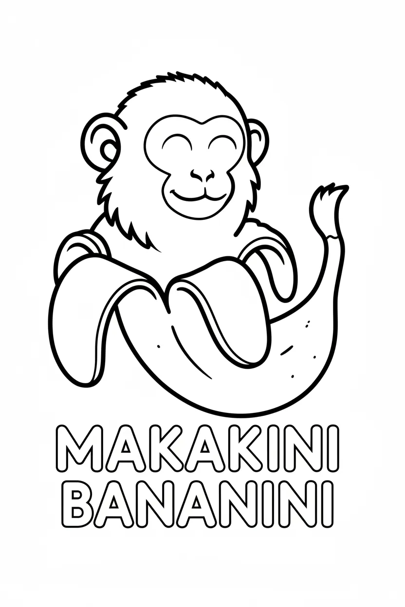 Makakini Bananini para colorear para niño de para imprimir