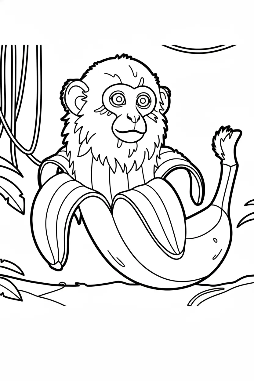 Makakini Bananini para colorear en línea gratis