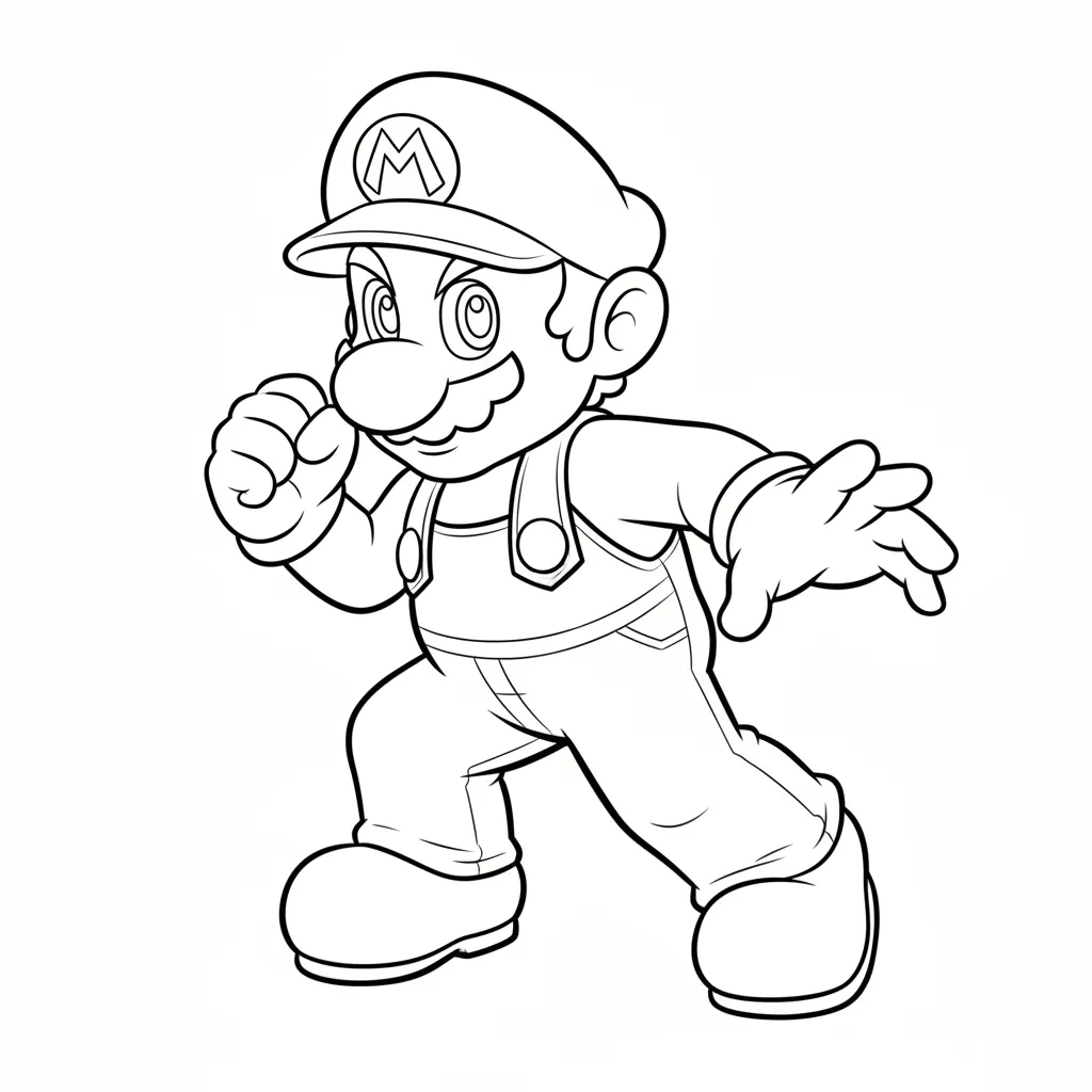 Mario 12 para colorear para imprimir para niño de 4 años