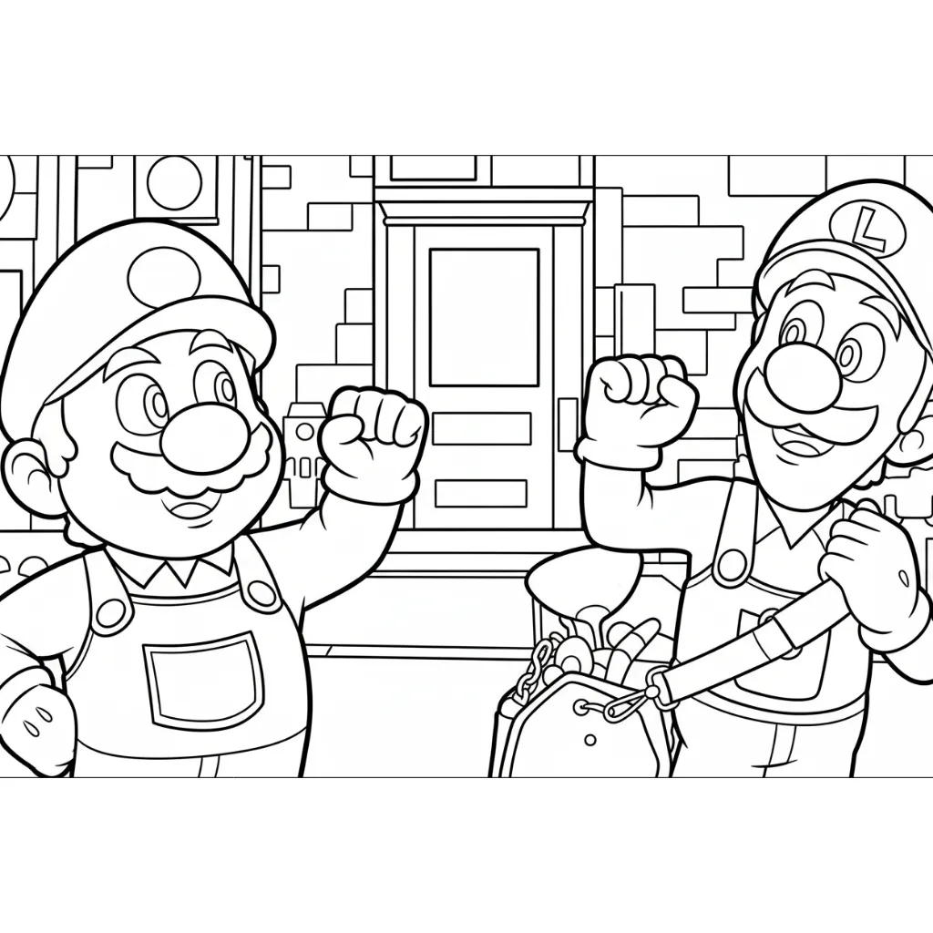 Mario 17 de niño para colorear para imprimir