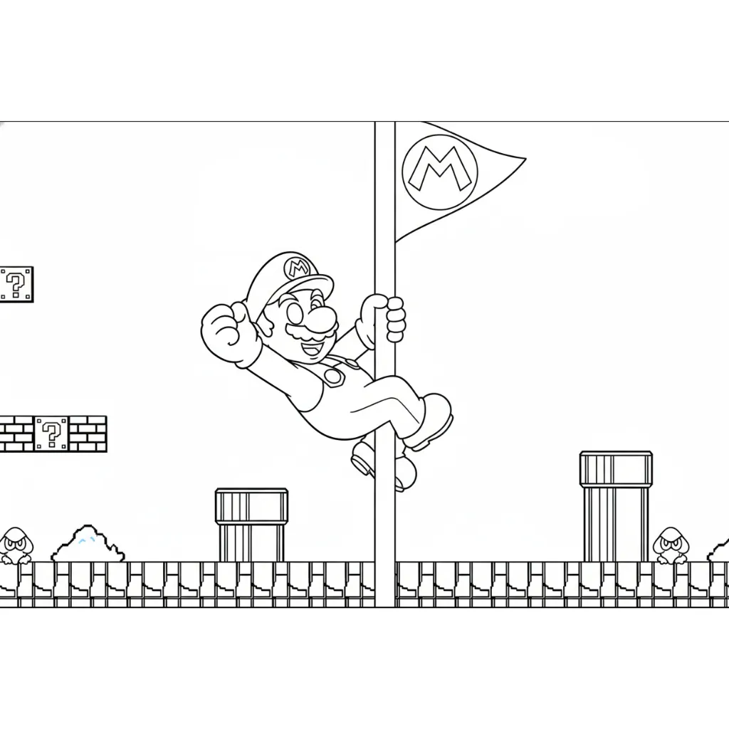 Mario 18 para colorear para imprimir para niño de 7 años