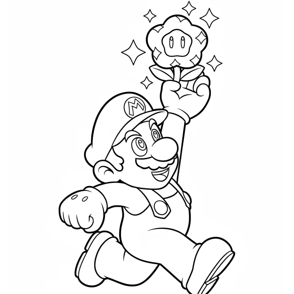 Mario 19 para colorear para imprimir para niño de 6 años