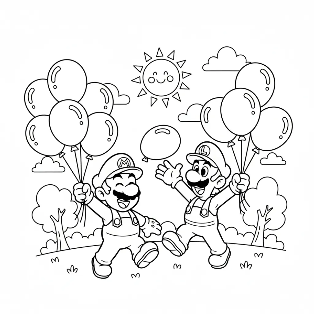 Mario Bros6 para colorear para niño de para imprimir