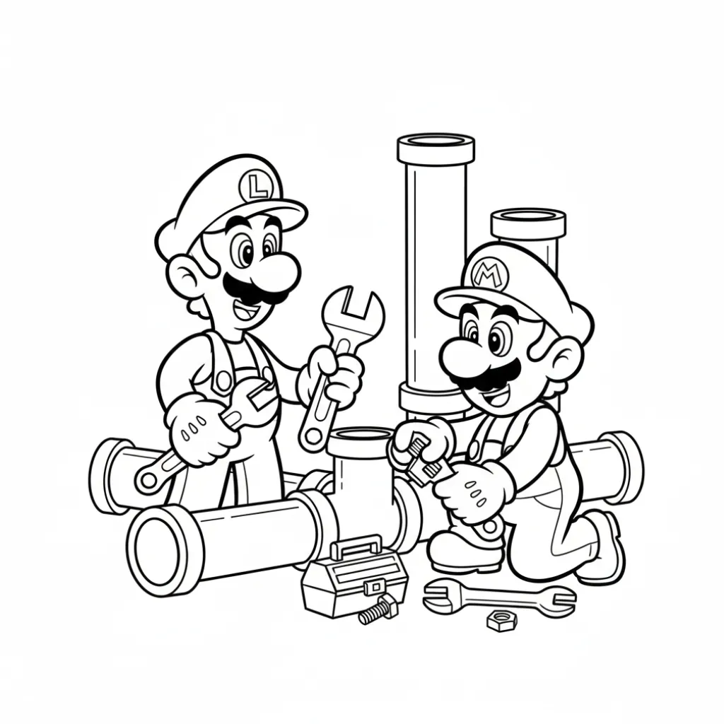 Mario Bros7 para colorear educativo para niño
