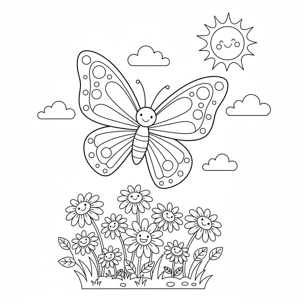 Mariposa 8 de niño para colorear para imprimir