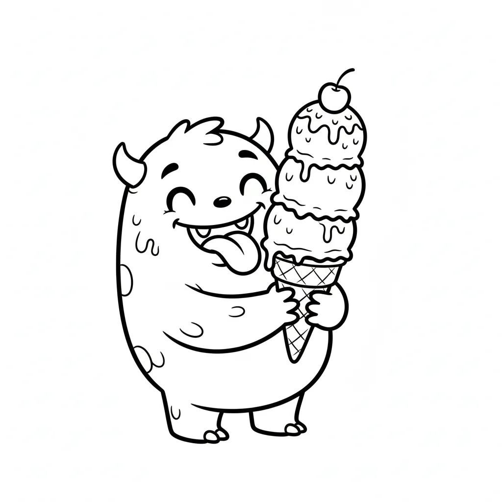 Monstruo 4 para colorear para niño de 7 años