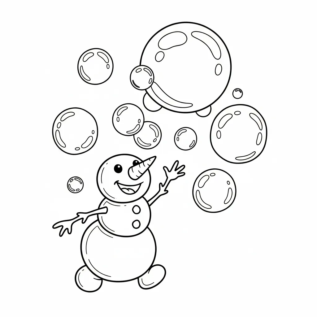 Muñeco De Nieve para colorear para niño para imprimir gratis