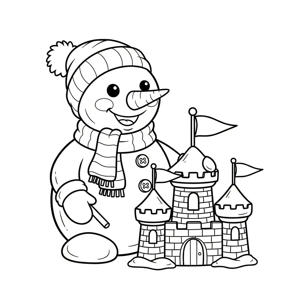 Muñeco De Nieve para colorear en línea 1