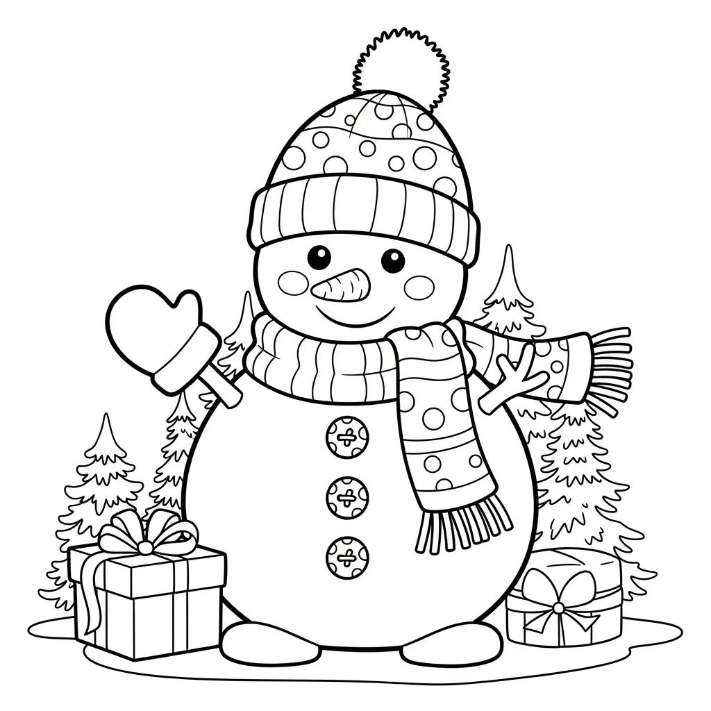 imagen para colorear Muñeco De Nieve niño 2