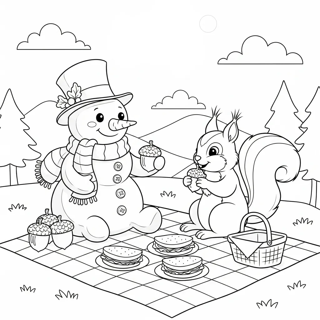 Muñeco De Nieve de niño para colorear para imprimir