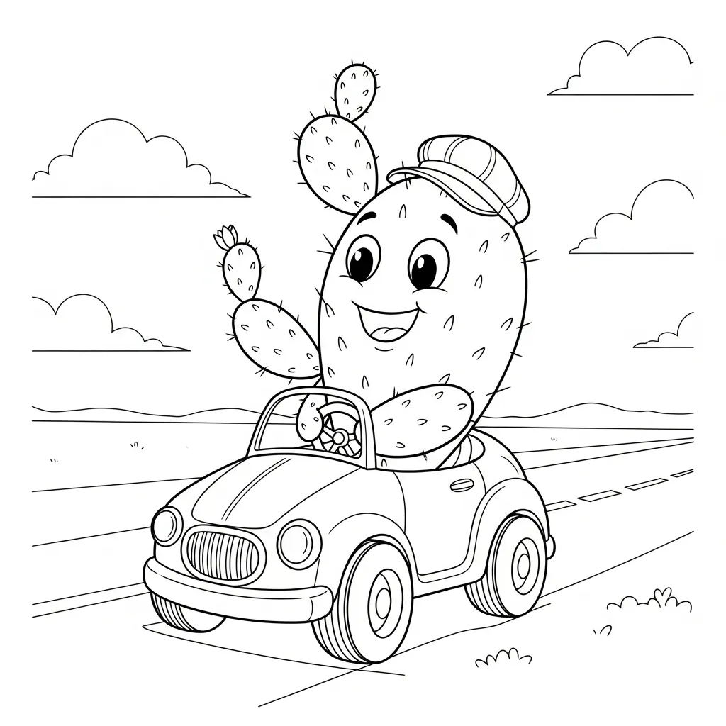 Nopal para colorear para niño para imprimir gratis