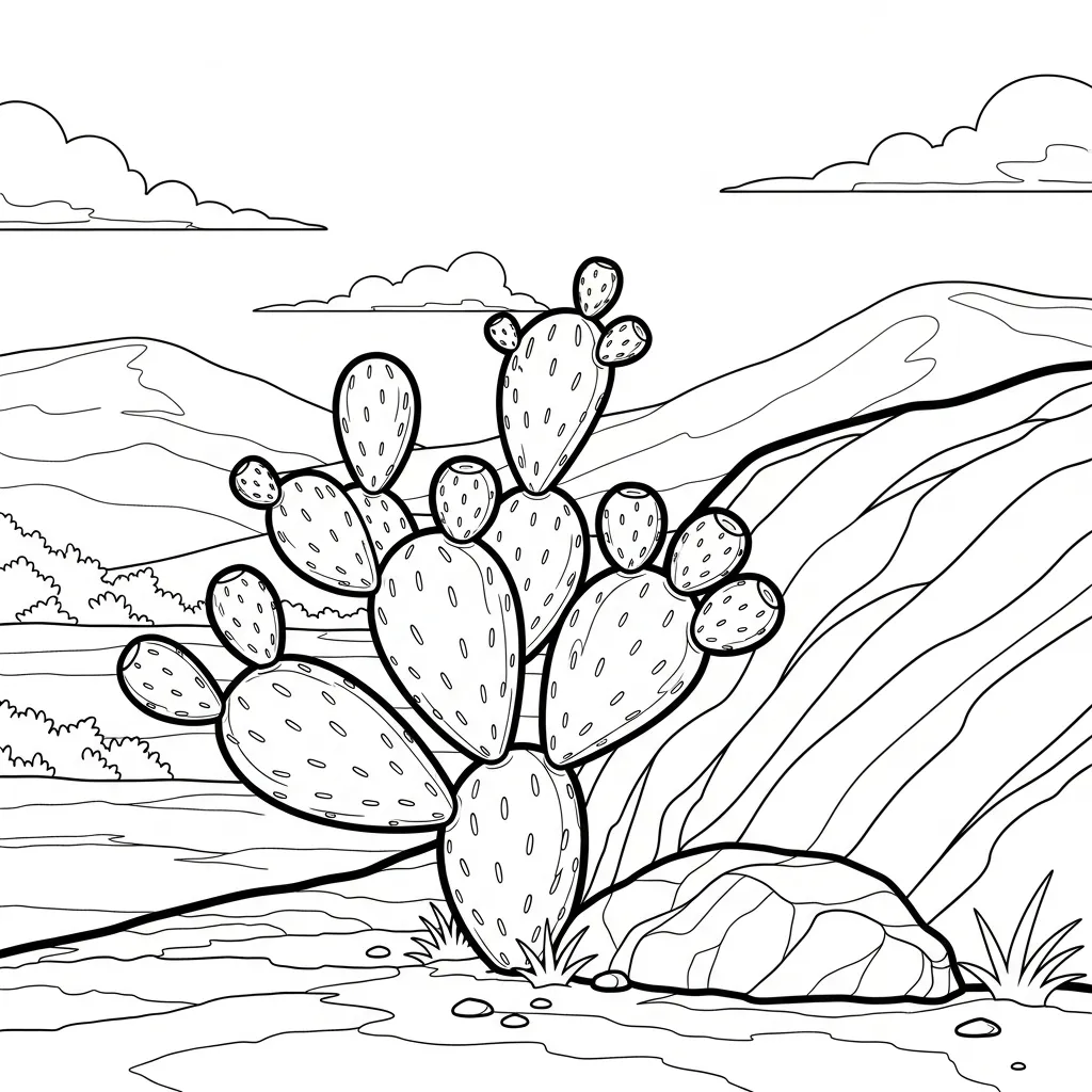 Nopal para colorear y recortar