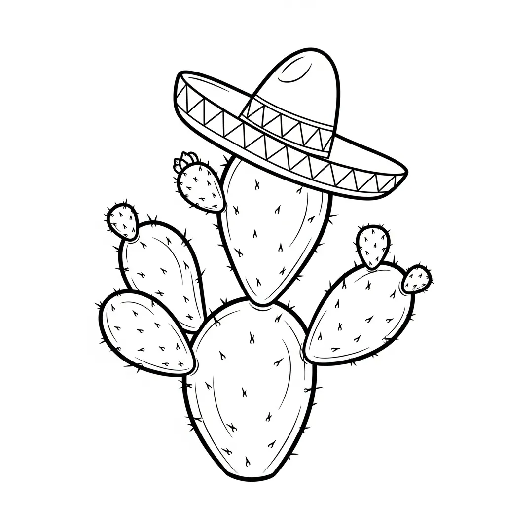 Nopal para colorear educativo para niño