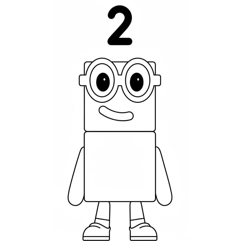 Numberblocks 1 para colorear para imprimir kawaii