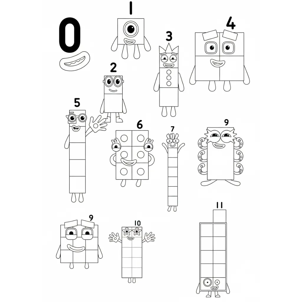Numberblocks 13 para colorear para niño de 7 años