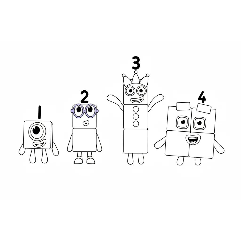 imprimir Numberblocks 14 para colorear gratis