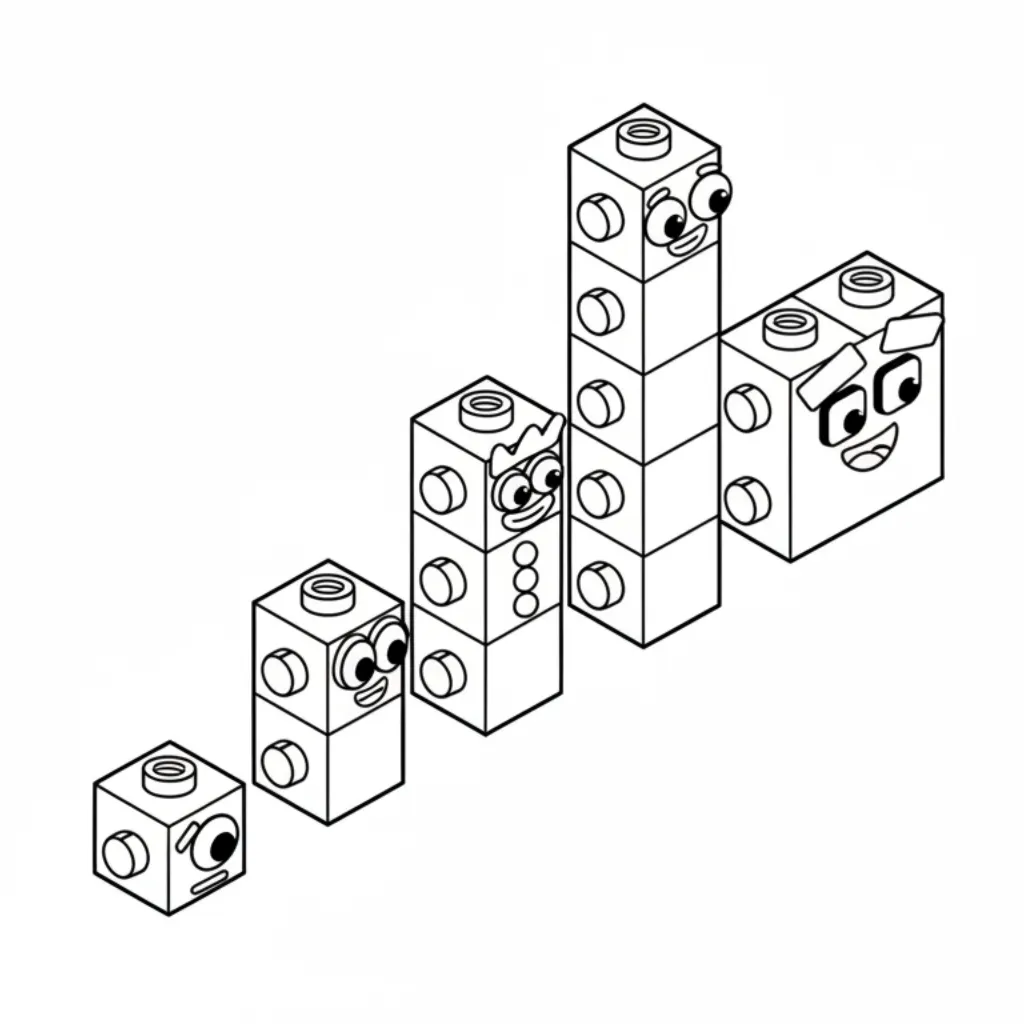 Numberblocks 4 para colorear para imprimir kawaii