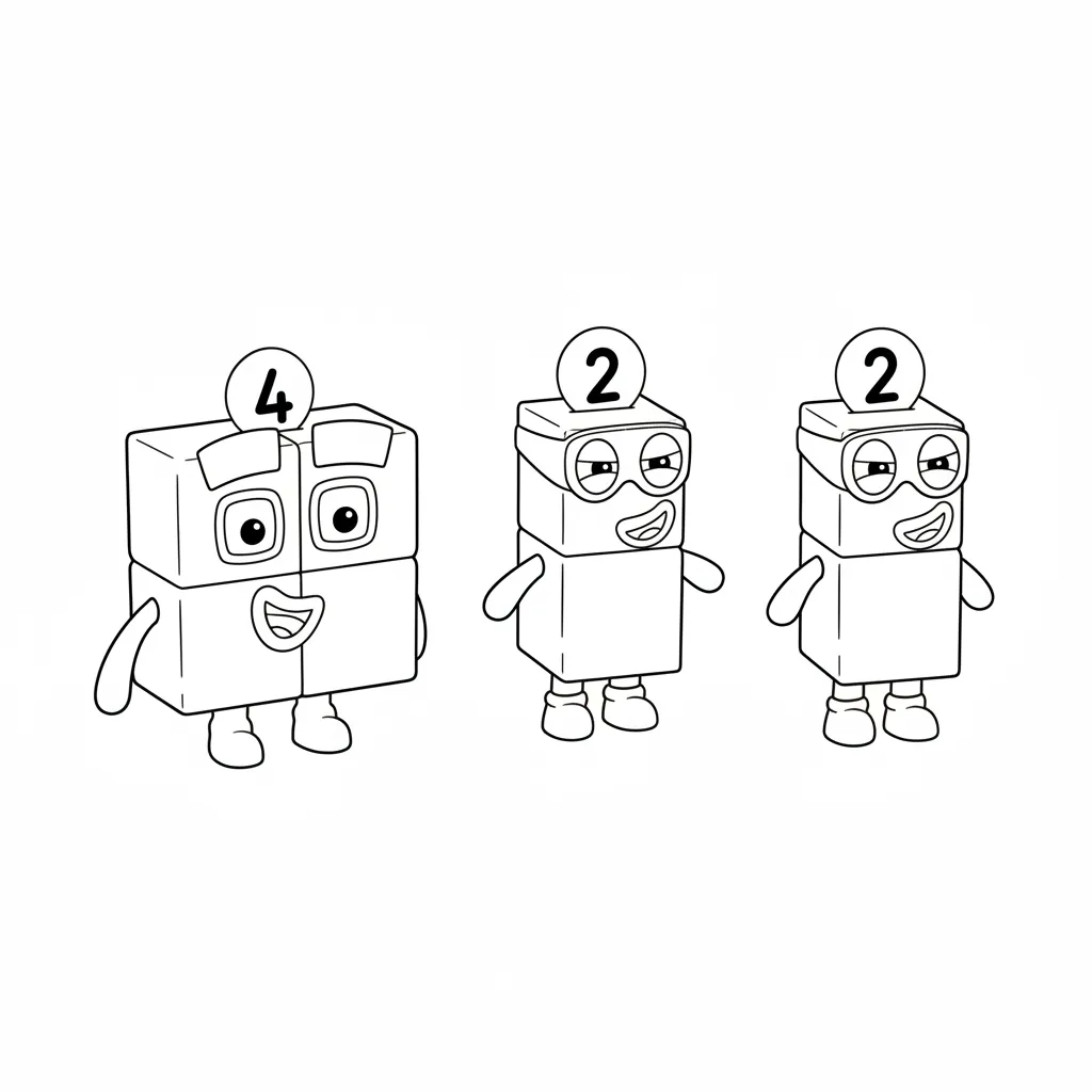 Numberblocks 6 para colorear para niños para imprimir